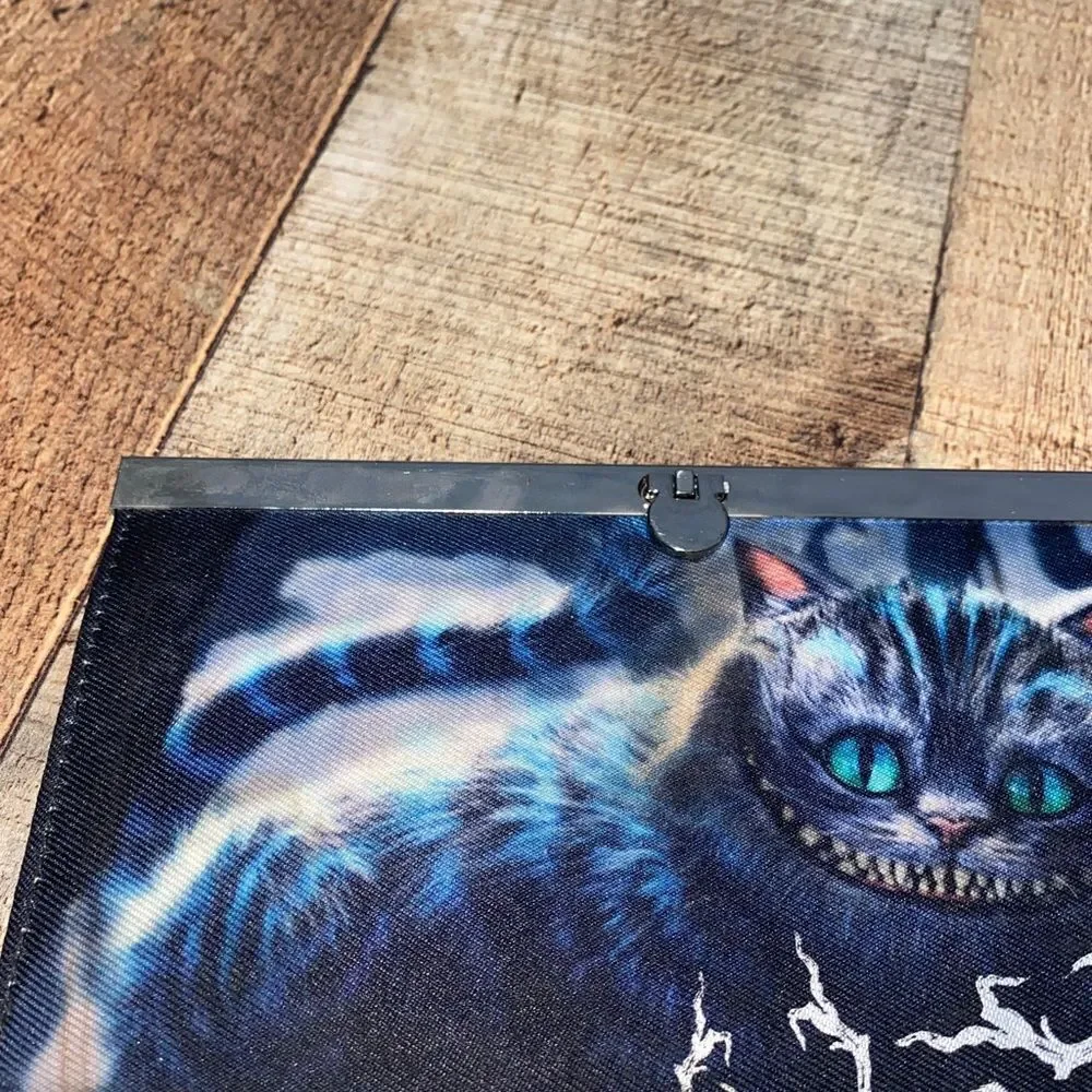 Alice in Wonderland Chessire Cat Live Action Movie Silver Wallet Clutch Purse